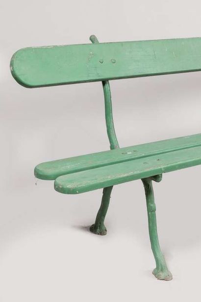 Pair of garden benches, the legs in cast...