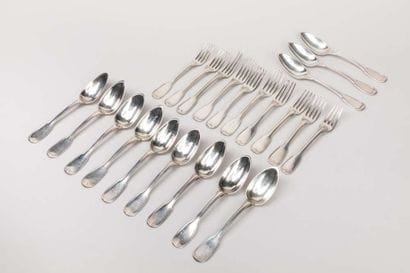 Ten odd pieces of silver flatware, one of...
