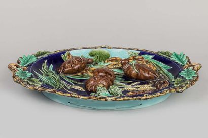 SARREGUEMINES: Large oval dish in polychrome...