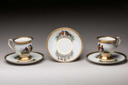 Two porcelain cups of Paris with landscape...
