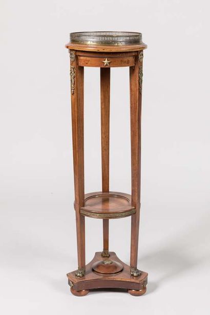 Mahogany saddle with gallery decoration and...
