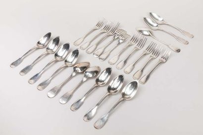 Ten odd pieces of silver flatware, one of...