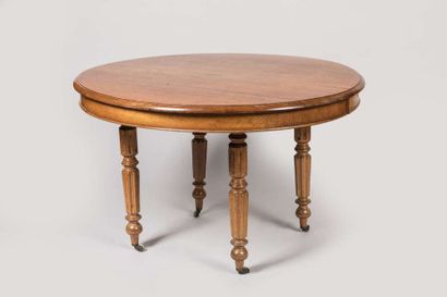 Oval table with headband resting on four...