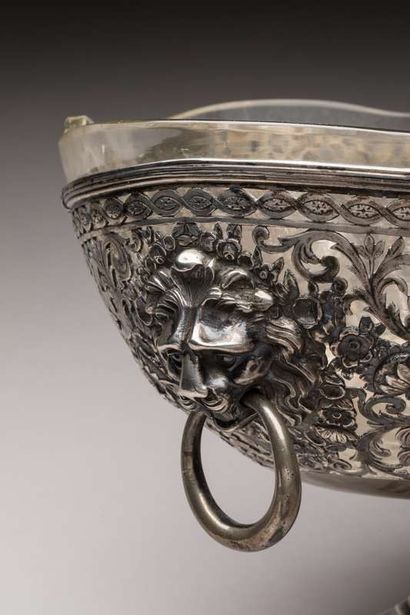 Antique silver foreign work, bowl on openwork...
