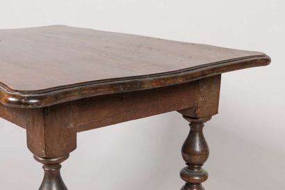 Natural wood writing table with turned baluster...