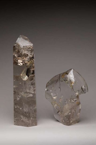 Two pieces of rock crystal or quartz,
H 37...