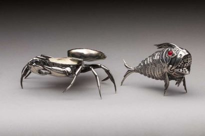 Astonishing set of three silver salt and...