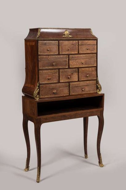 Cardboard end of desk in rosewood and rosewood...