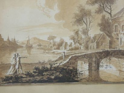 Ecole française du XVIIIe siècle,
Paysage...