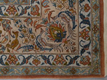 Tapis Tebriz chaîne et trame en coton velours...