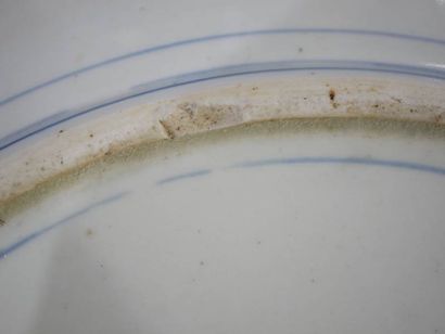 Plat rond en faïence à décor d'un paon sur...