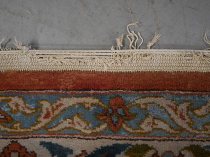 Tapis Tebriz chaîne et trame en coton velours...