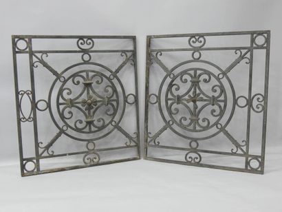 Paire de grilles en fer forgé à décor de...