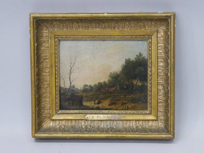 Paysage dans le goût du XVIIème,
porte dans...