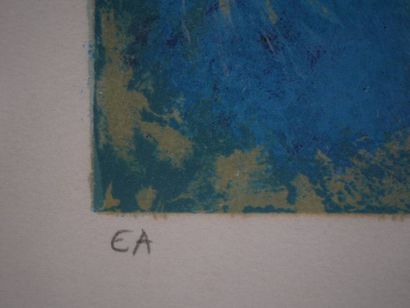 BOUCHEIX François
Village bleu au clocher,
Lithographie,...