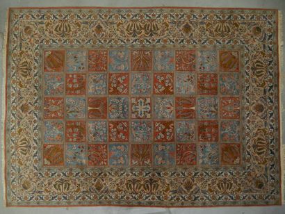 Tapis Tebriz chaîne et trame en coton velours...