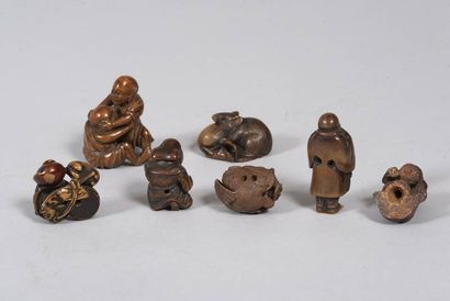 JAPON - XIXe siècle
Sept netsuke et okimono...