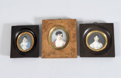 Suite de 3 miniatures peintes, 1ère moitié...