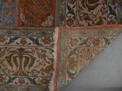 Tapis Tebriz chaîne et trame en coton velours...