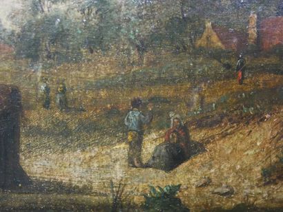 Paysage dans le goût du XVIIème,
porte dans...