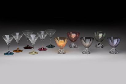 TRAVAIL DU XXe SIECLE
Suite de 6 verres colorés...