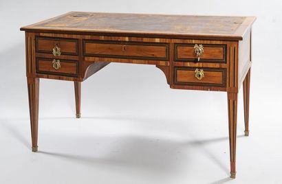 Bureau plat à caissons en placage de bois...