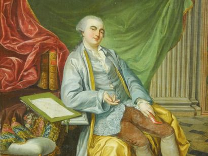 Homme dans sa bibliothèque, XVIIIe siècle,...