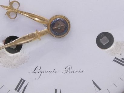 Portico clock in marble and bronze, the dial...