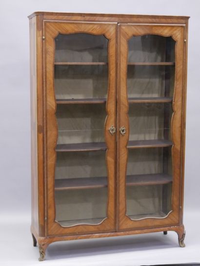 Rosewood veneered display case opening with...