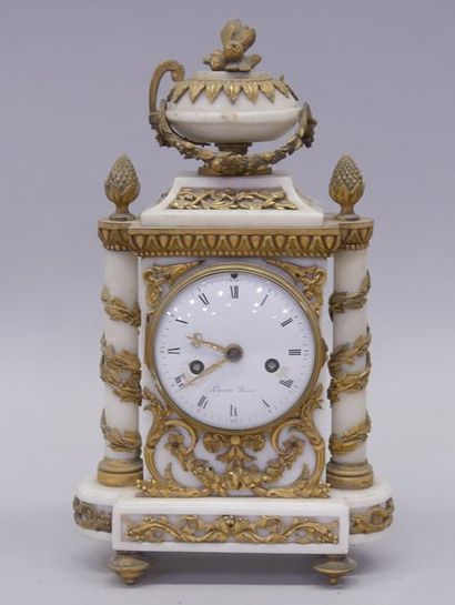 Portico clock in marble and bronze, the dial...