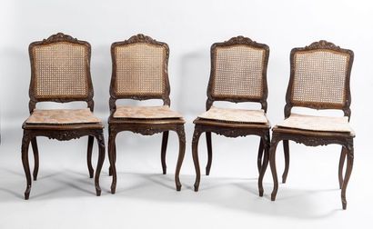 Suite of 4 Louis XV style cane chairs