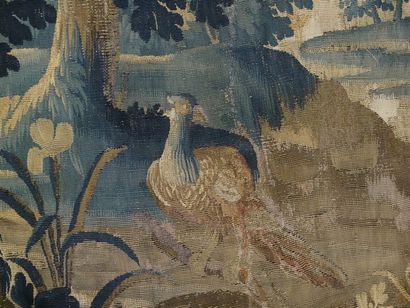 Aubusson tapestry depicting a bird in greenery....