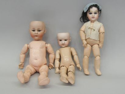 Set of 3 dolls in attic condition, fairly...