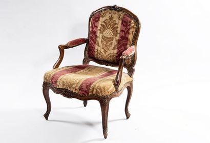Large flat-back armchair in beech. Louis...