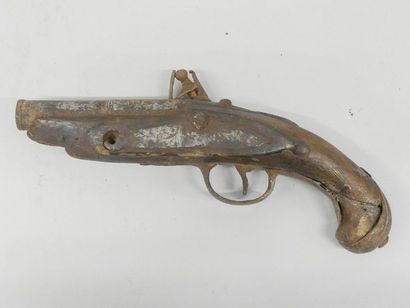 Lot of a small flintlock travel pistol. Formerly...