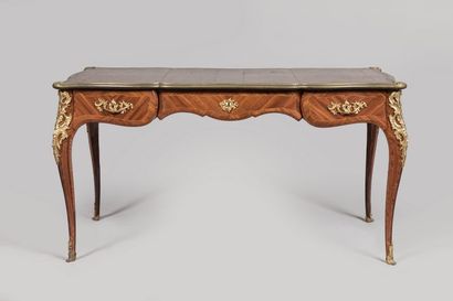 Bureau plat double face en placage de bois...