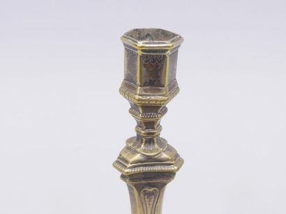 Pair of brass candlesticks. 18th century
height...