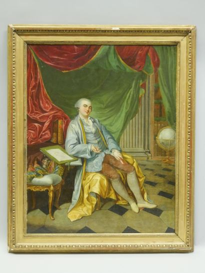 Homme dans sa bibliothèque, XVIIIe siècle,...