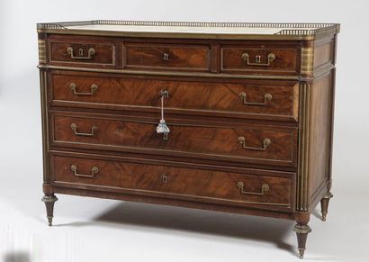 Mahogany and mahogany veneer chest of drawers...