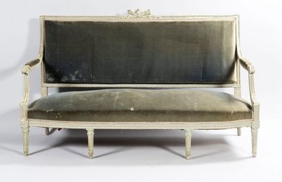 Mobilier de salon en bois relaqué gris et...