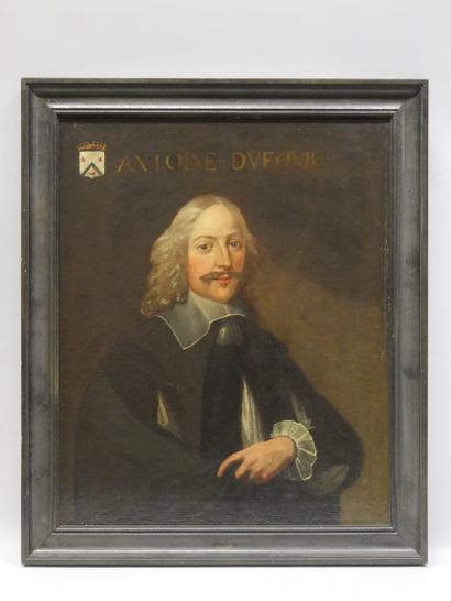 Portrait d'Antoine Dufour en buste avec armoiries,...