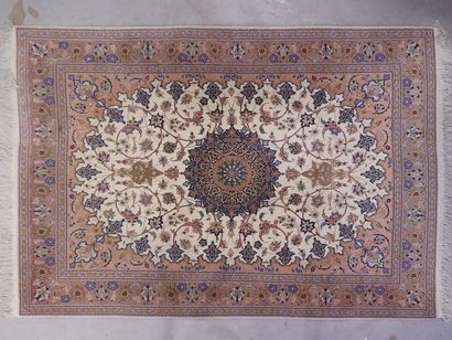 Tebriz wool and silk carpet (cotton warp...