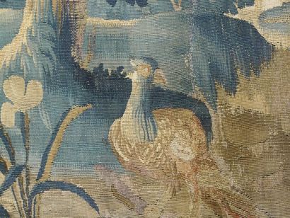 Aubusson tapestry depicting a bird in greenery....