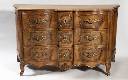 Large crossbow chest of drawers with curved...