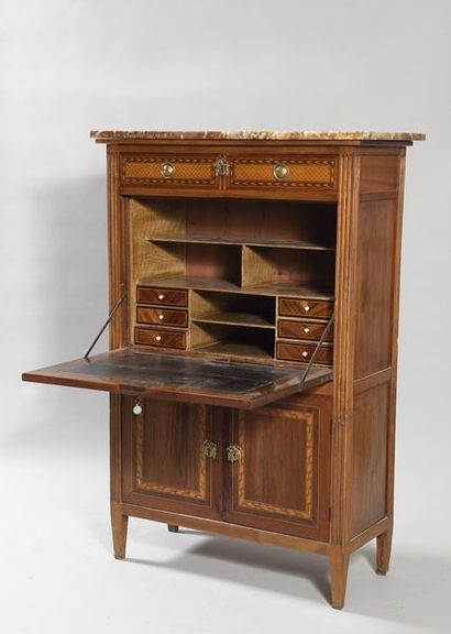Secretary desk in rosewood, mahogany and...