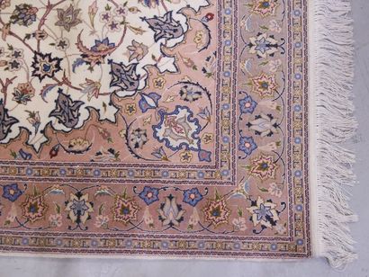 Tebriz wool and silk carpet (cotton warp...