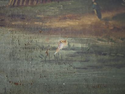 Trumeau de cheminée en bois laqué vert et...