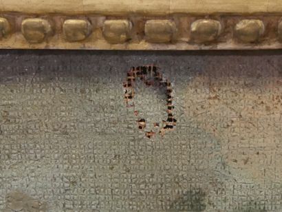 Wood and gilded stucco overmantel with gilded...