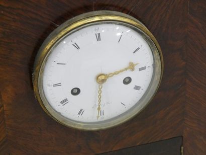 Mahogany veneered bureau with a clock, 4...