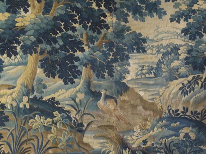 Aubusson tapestry depicting a bird in greenery....